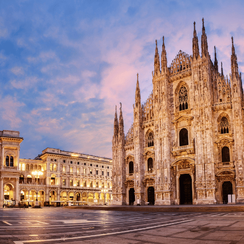 Italy Duomo di Milano cathedral at sunset – Italy tour packages by NowShe Tours